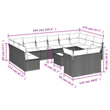13 Piece Garden Sofa Set with Cushions Grey Poly Rattan - Side View