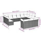 13 Piece Garden Sofa Set with Cushions Black Poly Rattan - Side View