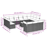 14 Piece Garden Sofa Set with Cushions Beige Poly Rattan - Side View