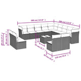 14 Piece Garden Sofa Set with Cushions Grey Poly Rattan - Side View