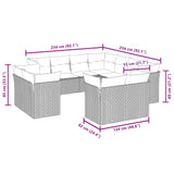 11 Piece Garden Sofa Set with Cushions Black Poly Rattan - Side View