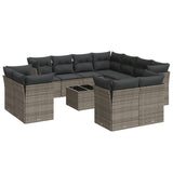 12 Piece Garden Sofa Set with Cushions Grey Poly Rattan - Front View