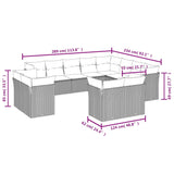 12 Piece Garden Sofa Set with Cushions Grey Poly Rattan - Side View