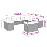 13 Piece Garden Sofa Set with Cushions Black Poly Rattan - Side View