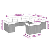 13 Piece Garden Sofa Set with Cushions Grey Poly Rattan - Side View