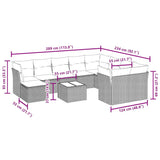 11 Piece Garden Sofa Set with Cushions Black Poly Rattan - Side View