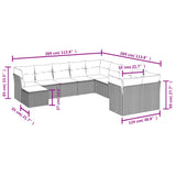 11 Piece Garden Sofa Set with Cushions Grey Poly Rattan - Side View