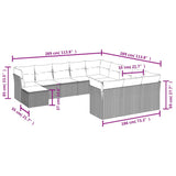 12 Piece Garden Sofa Set with Cushions Black Poly Rattan - Side View