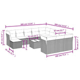 13 Piece Garden Sofa Set with Cushions Grey Poly Rattan - Side View