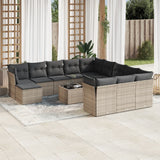 13 Piece Garden Sofa Set with Cushions Grey Poly Rattan