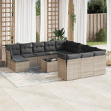 13 Piece Garden Sofa Set with Cushions Grey Poly Rattan