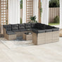13 Piece Garden Sofa Set with Cushions Grey Poly Rattan