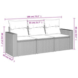 3 Piece Garden Sofa Set with Cushions Grey Poly Rattan - Side View