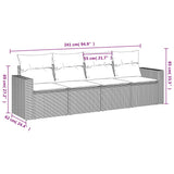 4 Piece Garden Sofa Set with Cushions Black Poly Rattan - Side View