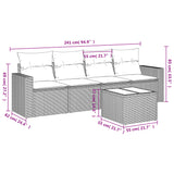 5 Piece Garden Sofa Set with Cushions Black Poly Rattan - Side View
