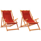 Folding Chairs 2 pcs Red Fabric - Front View