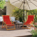 Folding Chairs 2 pcs Red Fabric