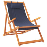 Folding Beach Chairs 2 pcs Blue Fabric - Side View