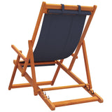 Folding Beach Chairs 2 pcs Blue Fabric - Rear View