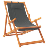 Folding Beach Chairs 2 pcs Grey Fabric - Side View