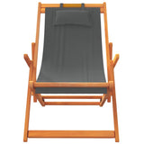 Folding Beach Chairs 2 pcs Grey Fabric - Top-Down View