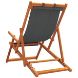 Folding Beach Chairs 2 pcs Grey Fabric - Rear View
