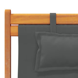 Folding Beach Chairs 2 pcs Grey Fabric - Low Angle