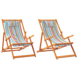 Folding Beach Chairs 2 pcs Multicolour Fabric - Front View