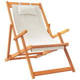Folding Beach Chairs 2 pcs Cream Fabric - Side View
