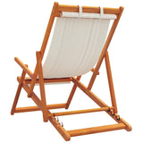 Folding Beach Chairs 2 pcs Cream Fabric - Rear View