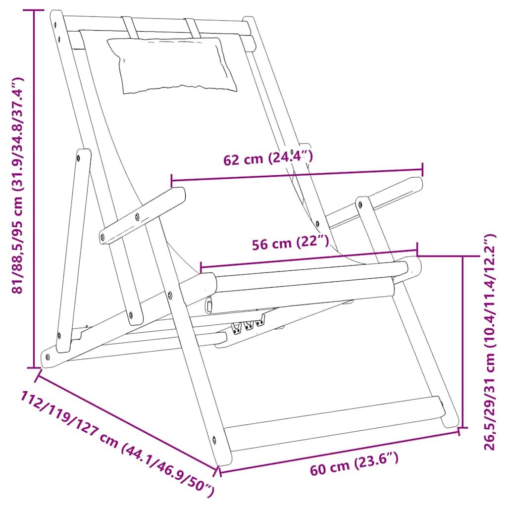 Folding Beach Chairs 2 pcs Cream Fabric