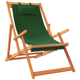 Folding Beach Chairs 2 pcs Green Fabric - Side View