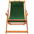 Folding Chairs 2 pcs Green Fabric