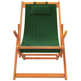 Folding Beach Chairs 2 pcs Green Fabric - Top-Down View