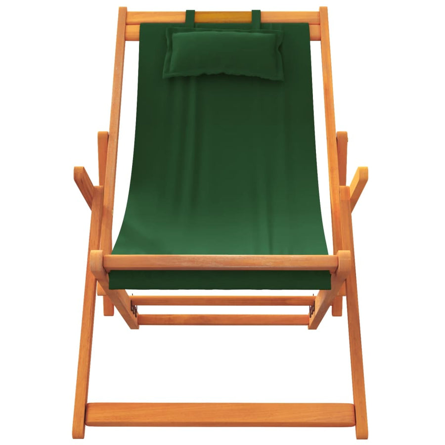 Folding Chairs 2 pcs Green Fabric