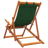 Folding Beach Chairs 2 pcs Green Fabric - Rear View