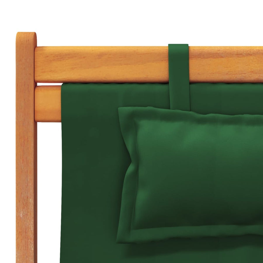 Folding Chairs 2 pcs Green Fabric