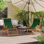 Folding Chairs 2 pcs Green Fabric