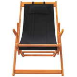 Folding Beach Chairs 2 pcs Black Fabric - Top-Down View
