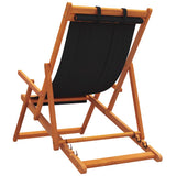 Folding Beach Chairs 2 pcs Black Fabric - Rear View