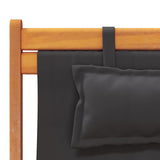 Folding Beach Chairs 2 pcs Black Fabric - Low Angle