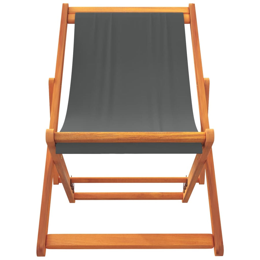 Folding Chairs 2 pcs Grey Fabric