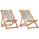 Folding Beach Chairs 2 pcs Multicolour Fabric - Front View