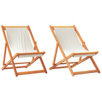 Folding Chairs 2 pcs Cream White Fabric