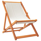 Folding Beach Chairs 2 pcs Cream White Fabric - Side View