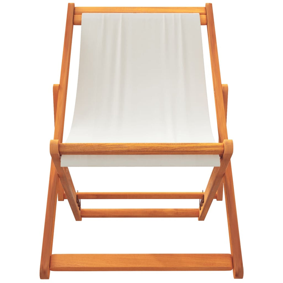 Folding Chairs 2 pcs Cream White Fabric