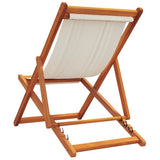 Folding Beach Chairs 2 pcs Cream White Fabric - Rear View