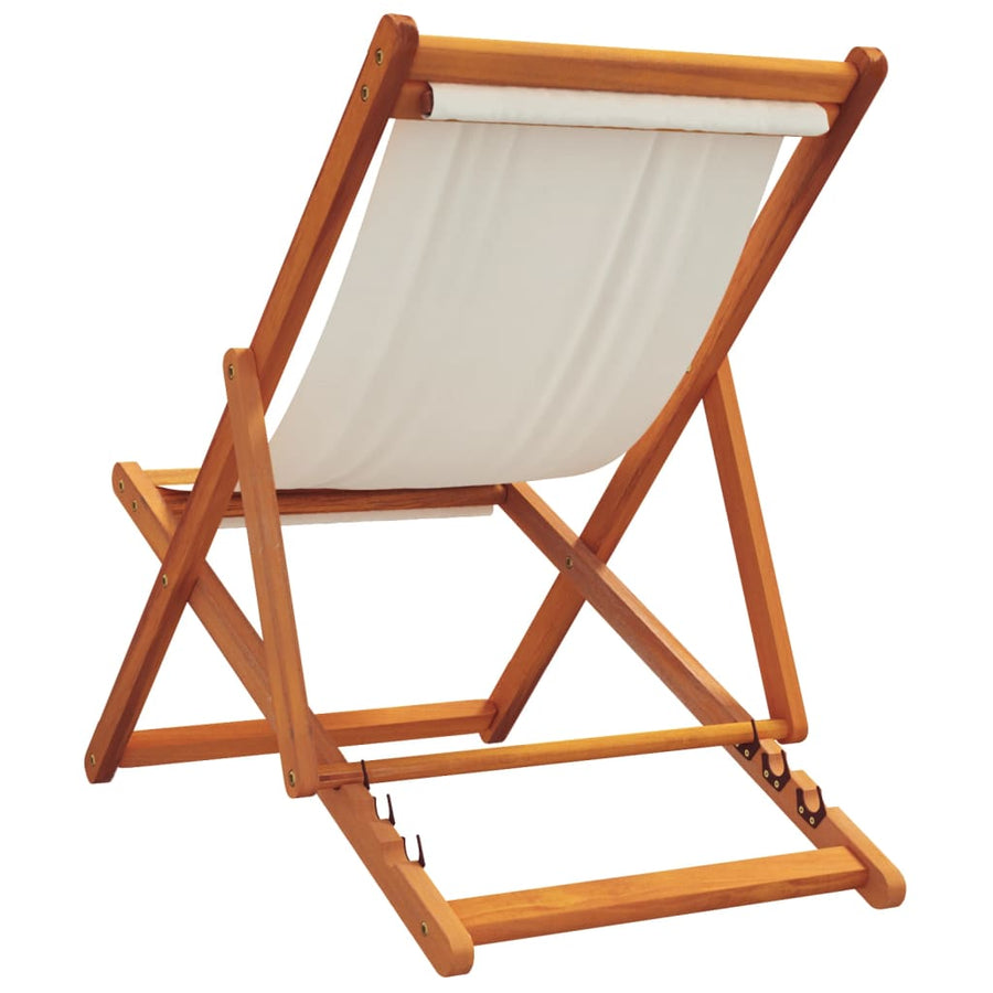 Folding Chairs 2 pcs Cream White Fabric