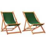 Folding Chairs 2 pcs Green Fabric