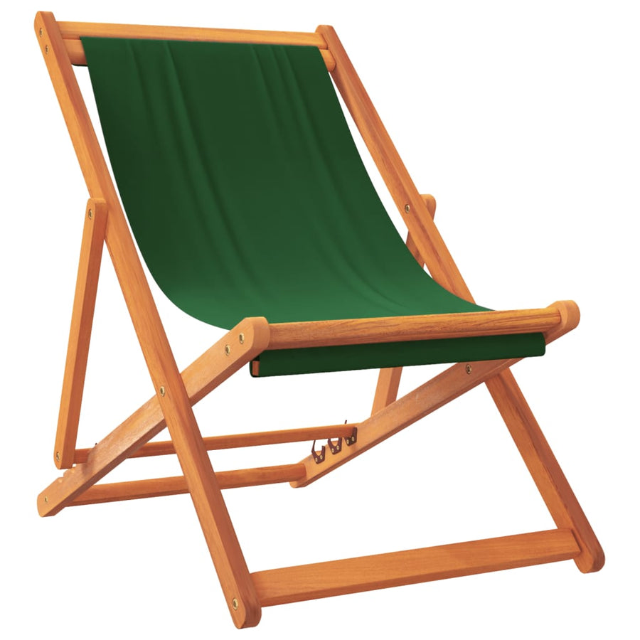 Folding Chairs 2 pcs Green Fabric
